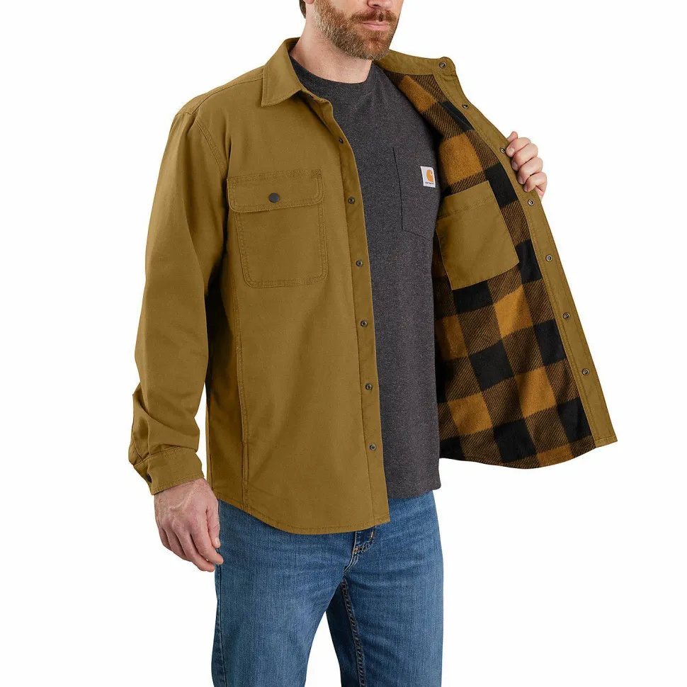 Carhartt Men's Canvas Fleece-Lined Shirt Jacket Oak Brown