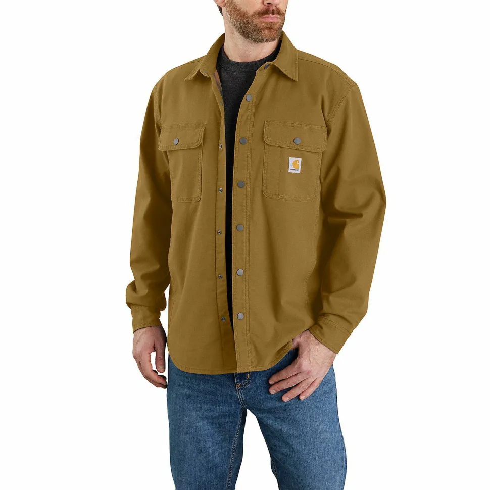 Carhartt Men's Canvas Fleece-Lined Shirt Jacket Oak Brown