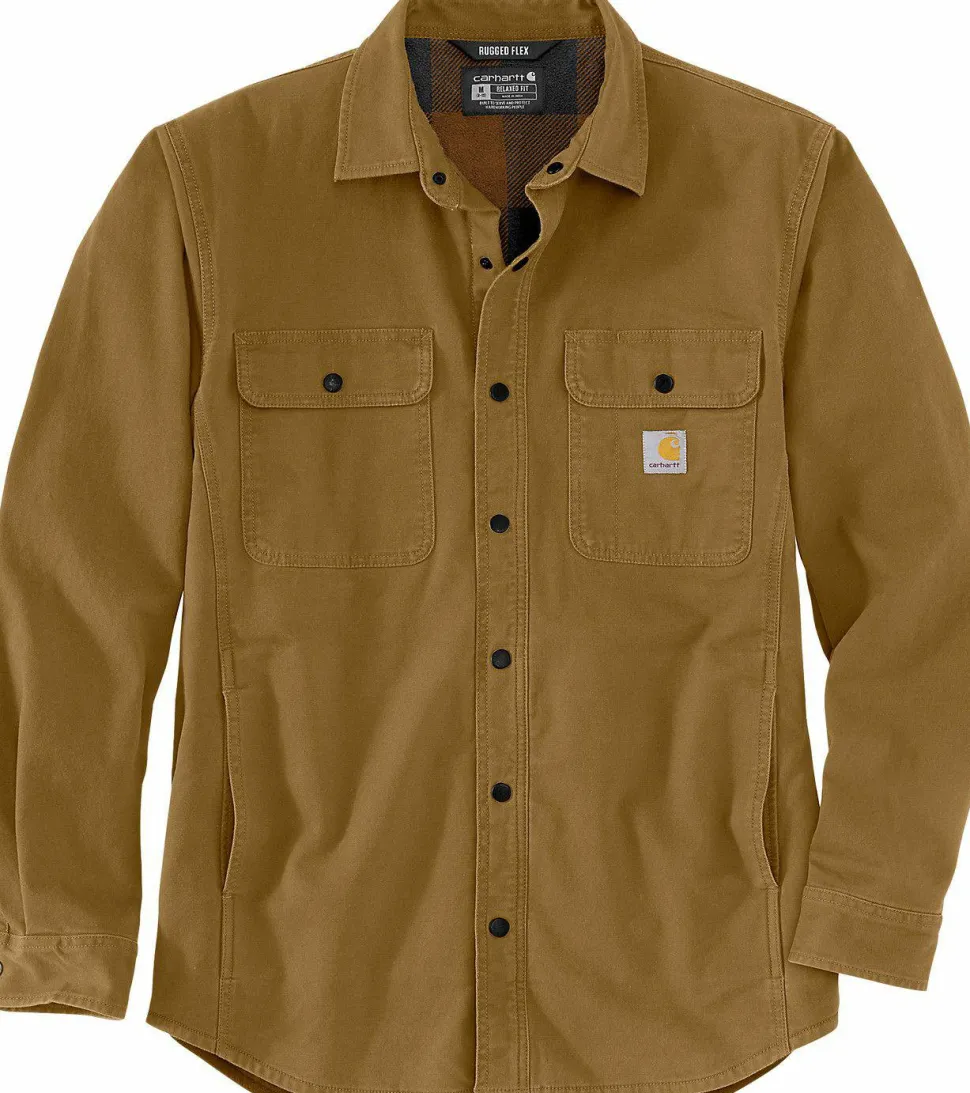 Carhartt Men's Canvas Fleece-Lined Shirt Jacket Oak Brown