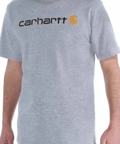Carhartt Men's Core Logo T-Shirt Short Sleeve Heather Grey