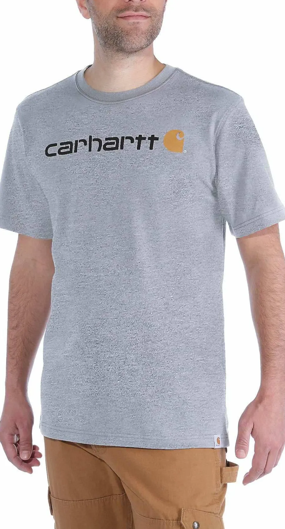 Carhartt Men's Core Logo T-Shirt Short Sleeve Heather Grey