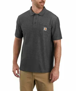 Carhartt Men's Loose Fit Midweight Short-Sleeve Pocket Polo Carbon Heather