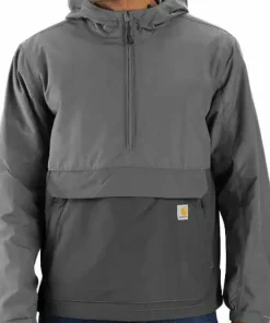 Carhartt Men's Rain Defender Loose Fit Lightweight Packable Anorak Steel/gravel