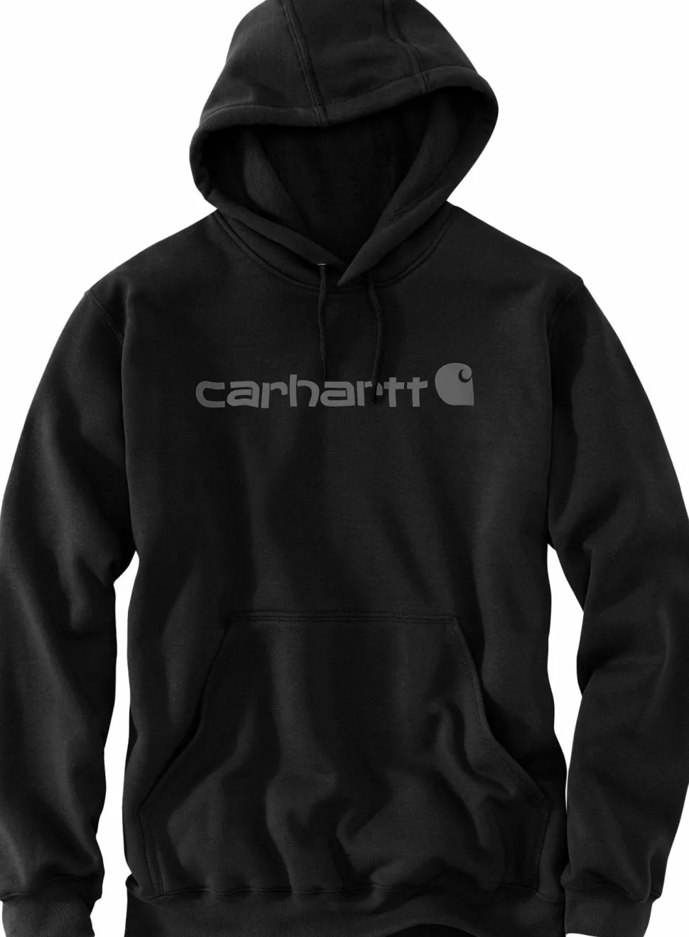 Carhartt Men's Signature Logo Hooded Sweatshirt Black/gray