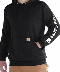 Carhartt Men's Sleeve Logo Hooded Sweatshirt Black