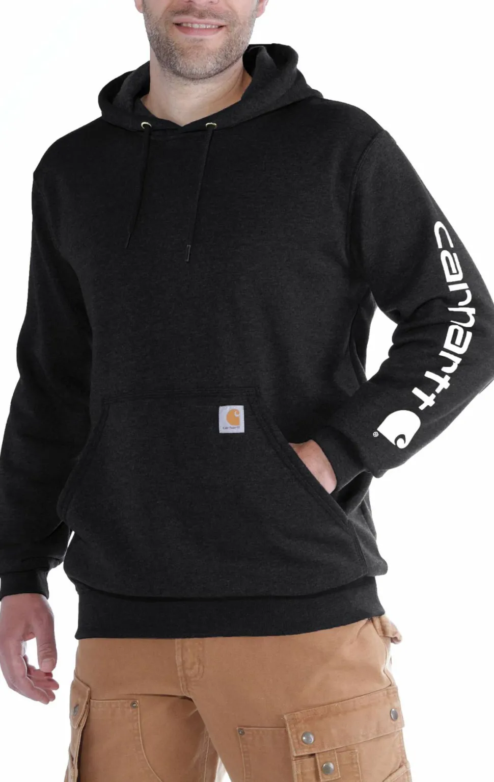 Carhartt Men's Sleeve Logo Hooded Sweatshirt Black