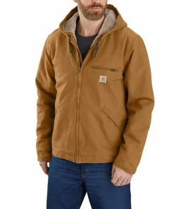 Carhartt Men's Washed Duck Sherpa Lined Jacket Brown
