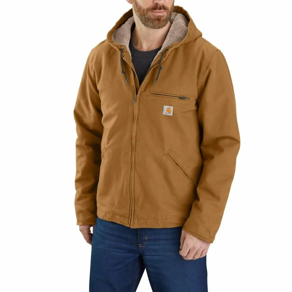 Carhartt Men's Washed Duck Sherpa Lined Jacket Brown