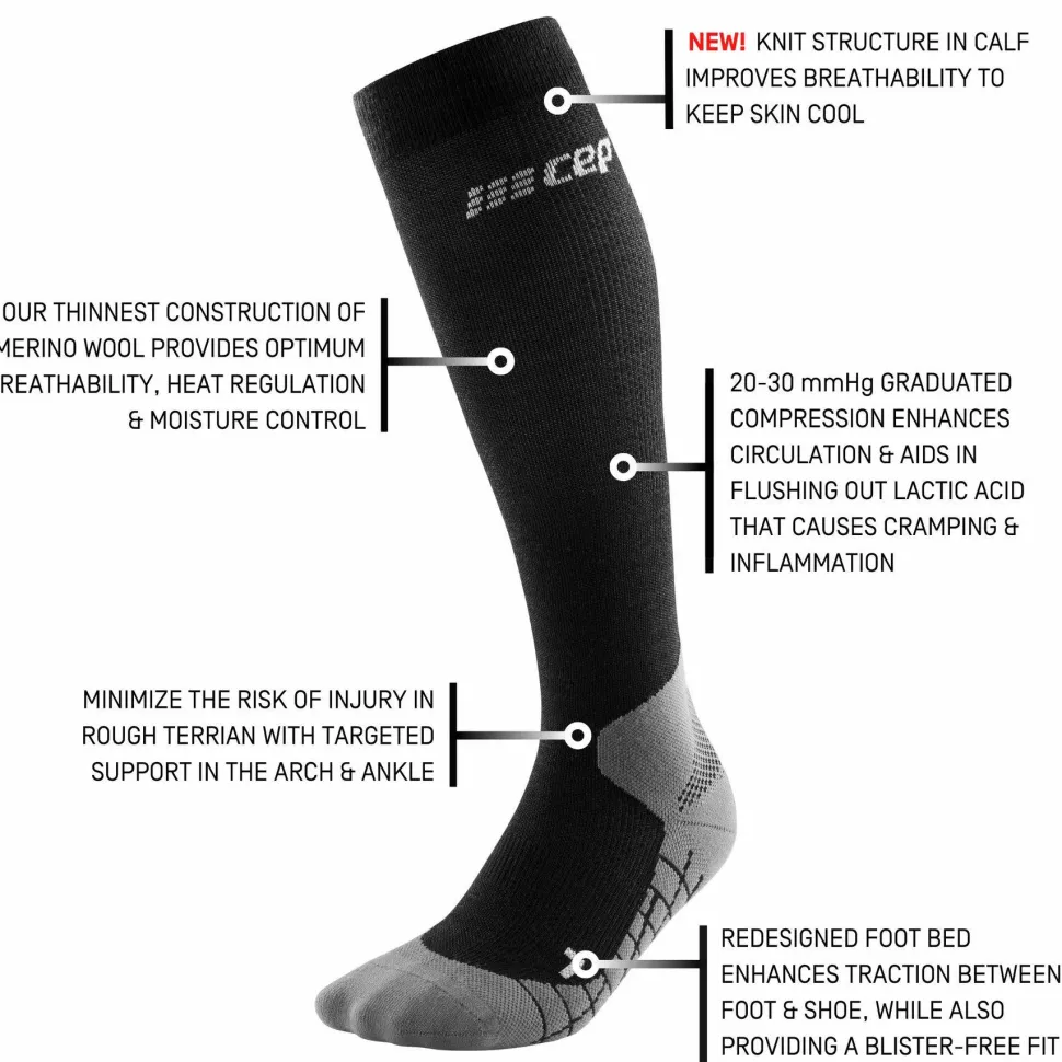 CEP Men's Hiking Light Merino Tall Compression Socks Black