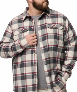 Columbia Men's Flare Gun Stretch Flannel Dark Stone Trails Edge Plaid