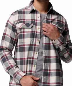 Columbia Men's Flare Gun Stretch Flannel Dark Stone Trails Edge Plaid