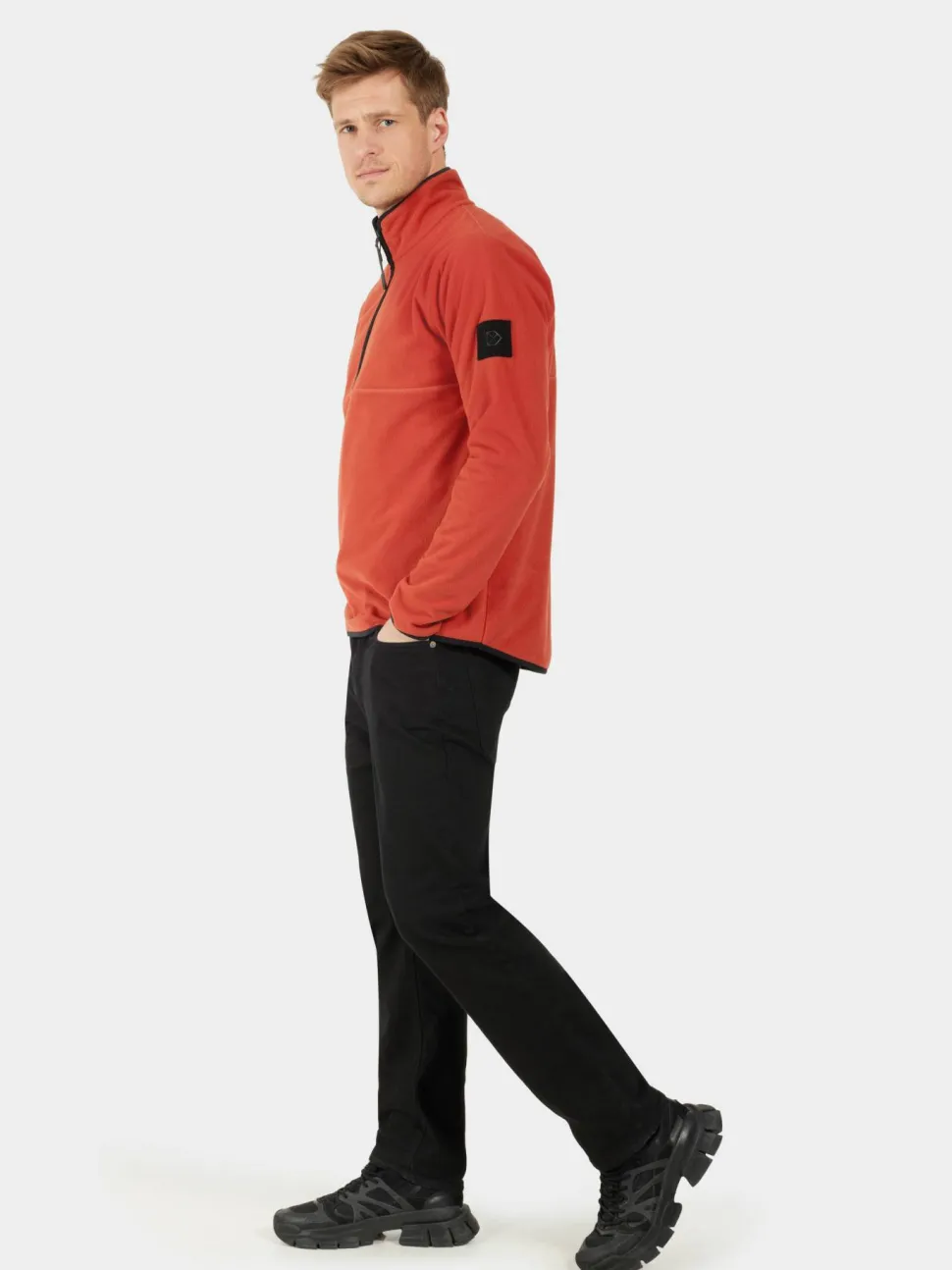 Didriksons Men's Hannes Half Zip Ochre Red