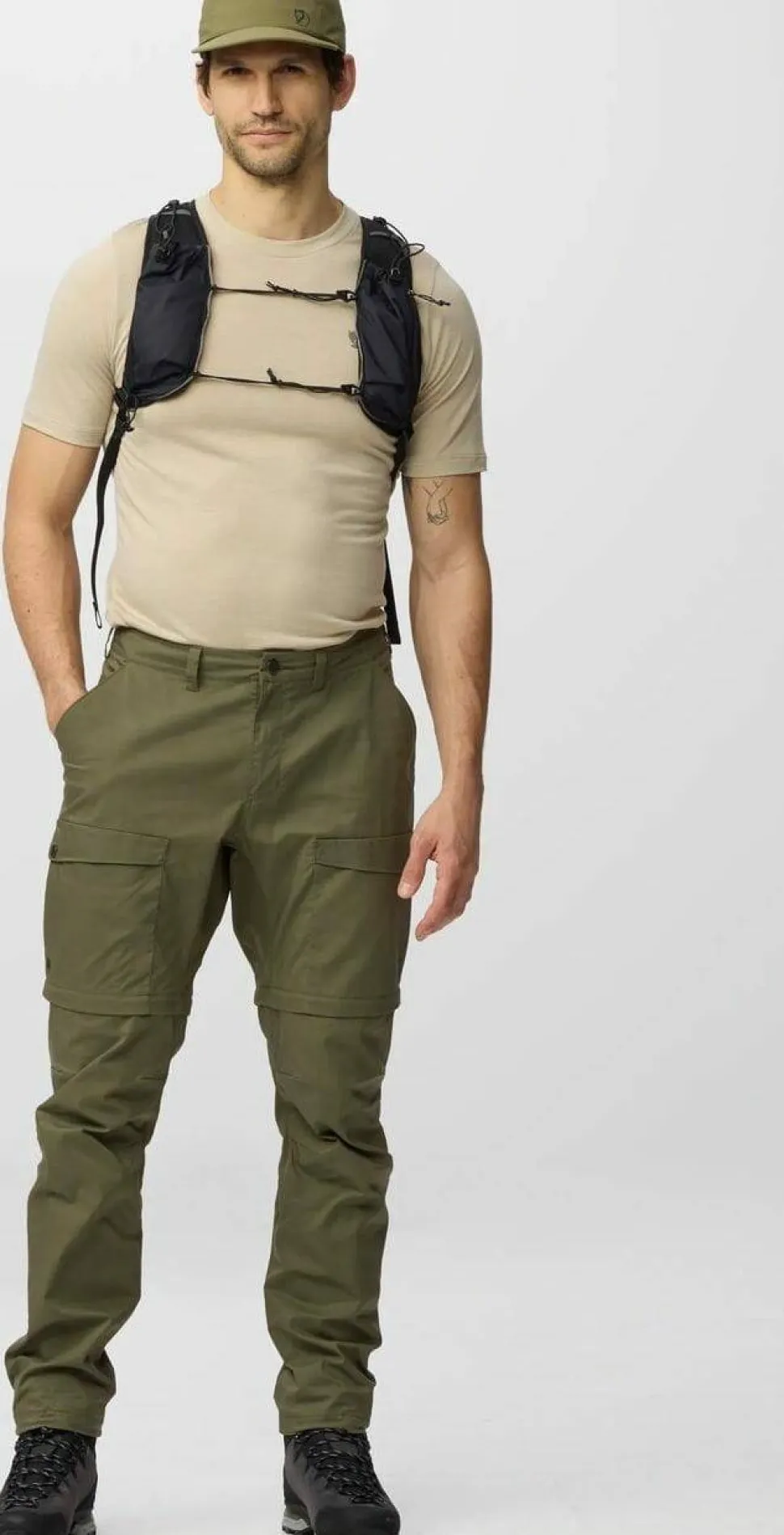 Fjällräven Men's Abisko Hybrid Trail Trousers Zip-Off Laurel Green