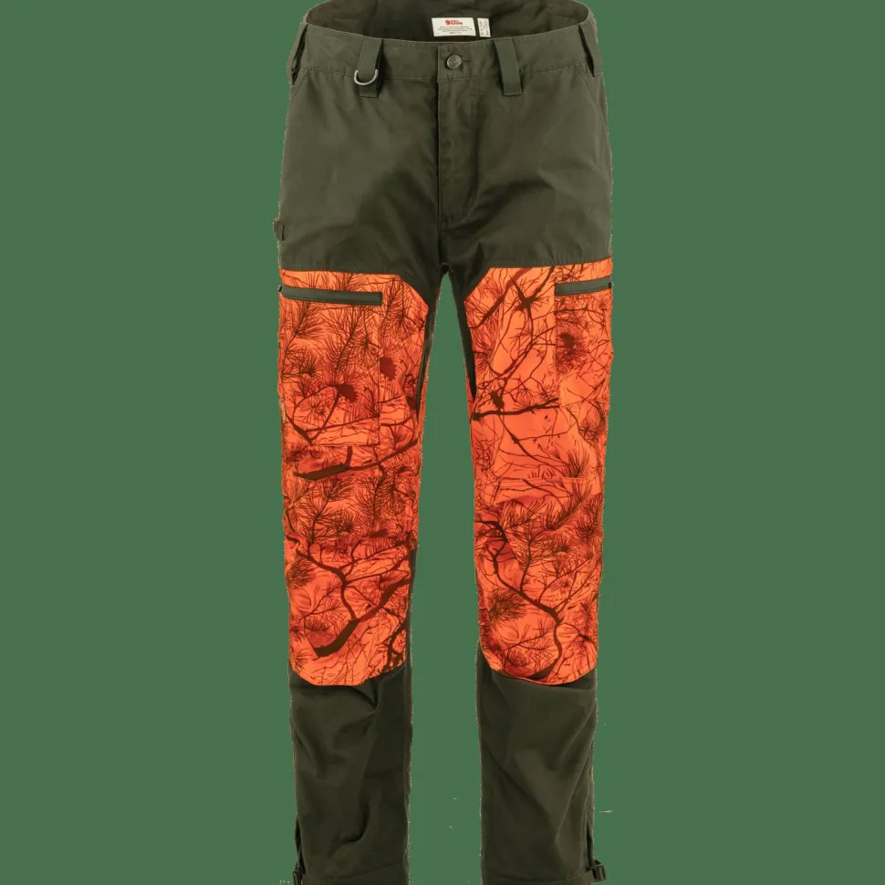 Fjällräven Men's Drev Hybrid Trousers Deep Forest-Orange Multi Camo