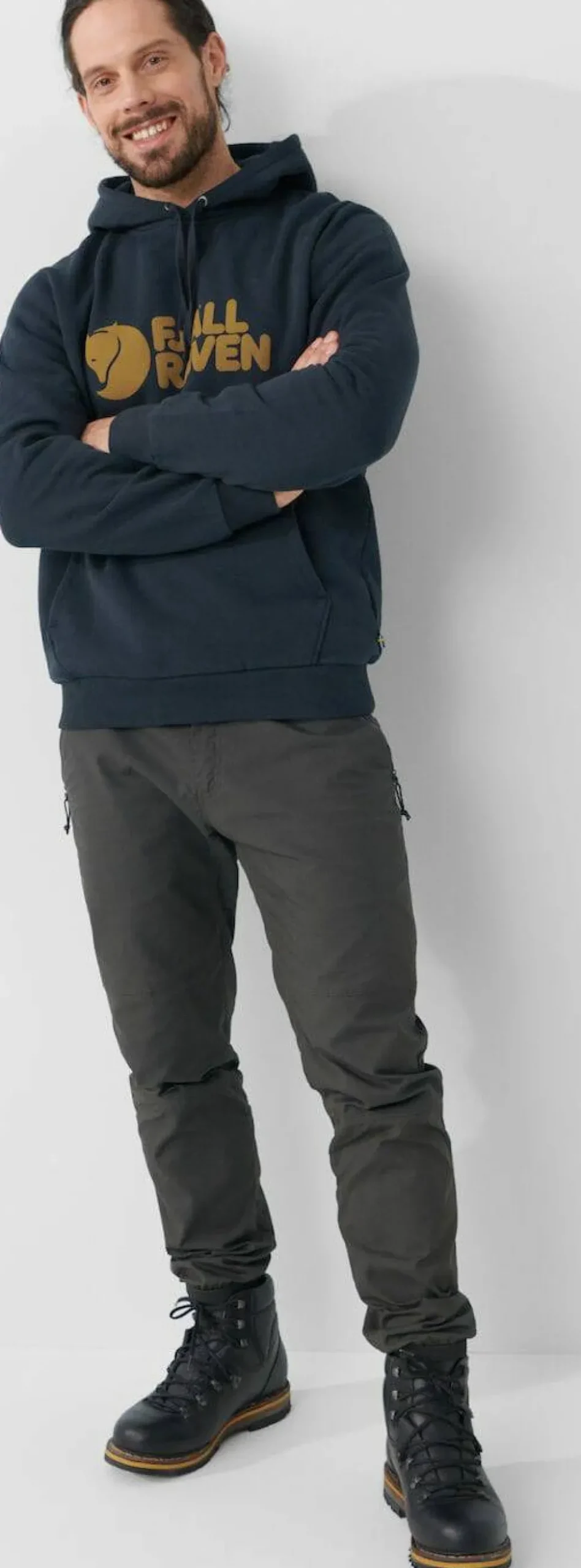 Fjällräven Men's Fjällräven Logo Hoodie Dark Navy