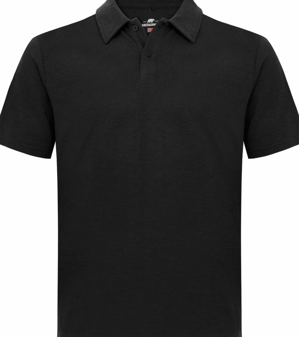 Gridarmor Men's Merino Wool Polo Tee Black Beauty