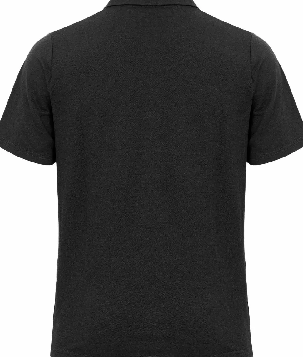 Gridarmor Men's Merino Wool Polo Tee Black Beauty