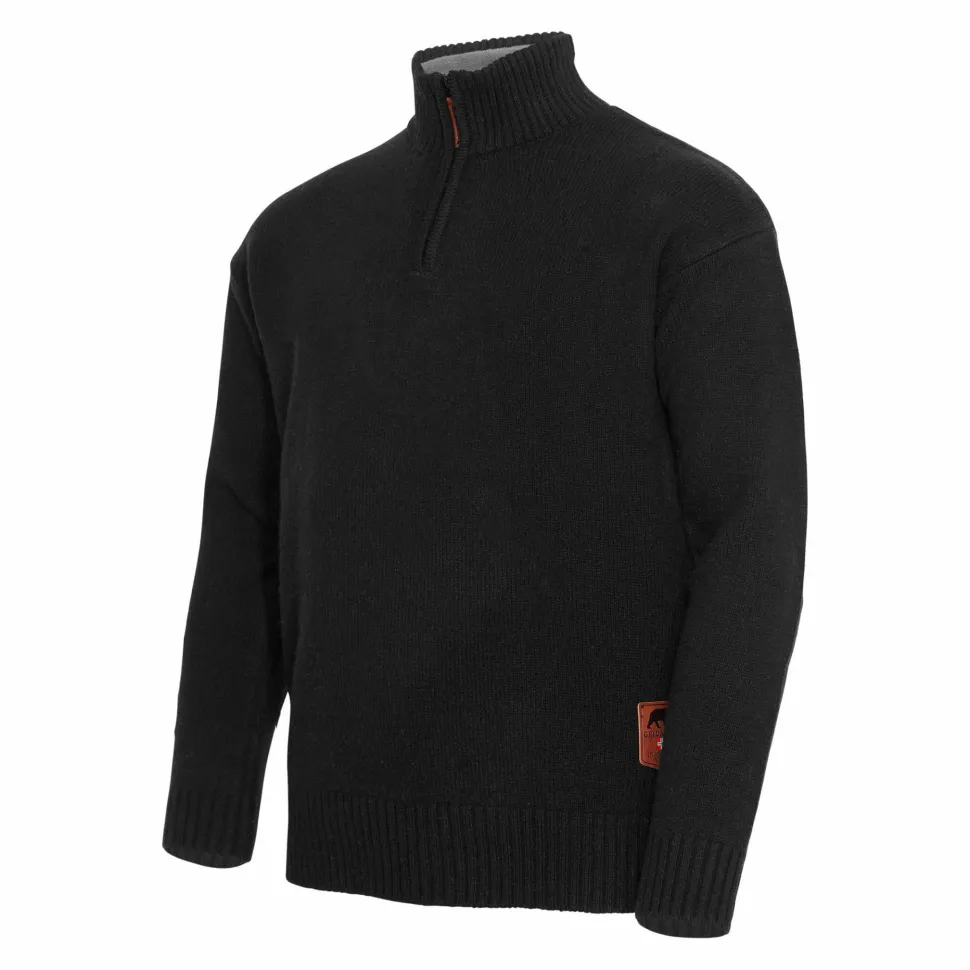 Gridarmor Men's Snøkrystall Solid Half Zip Ullgenser Black Beauty