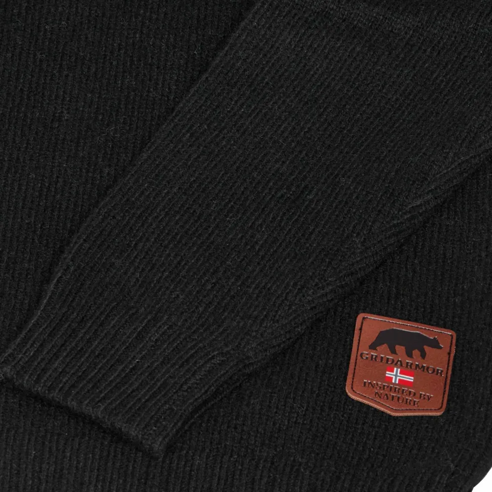 Gridarmor Men's Snøkrystall Solid Half Zip Ullgenser Black Beauty
