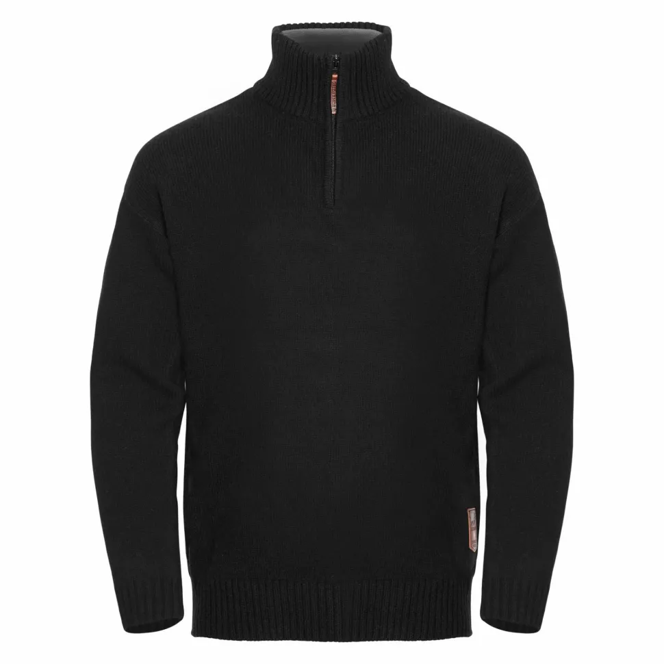 Gridarmor Men's Snøkrystall Solid Half Zip Ullgenser Black Beauty