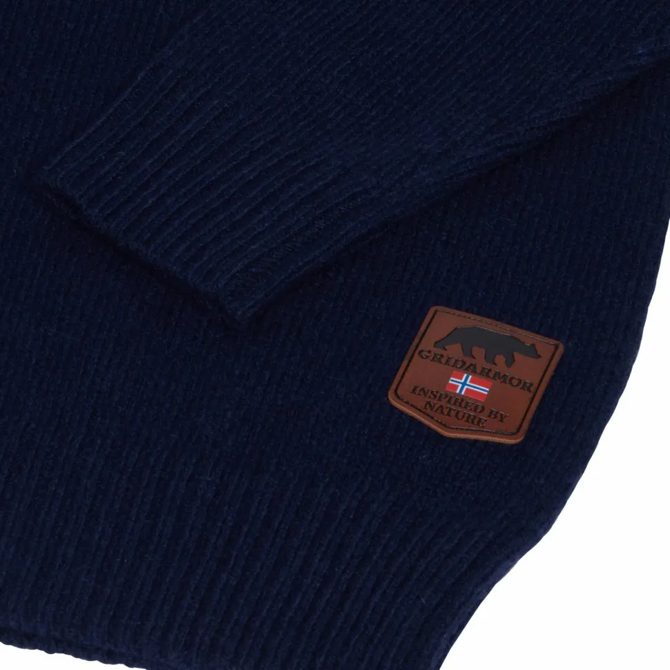 Gridarmor Men's Snøkrystall Half Zip Ullgenser Dark Navy/White/Red