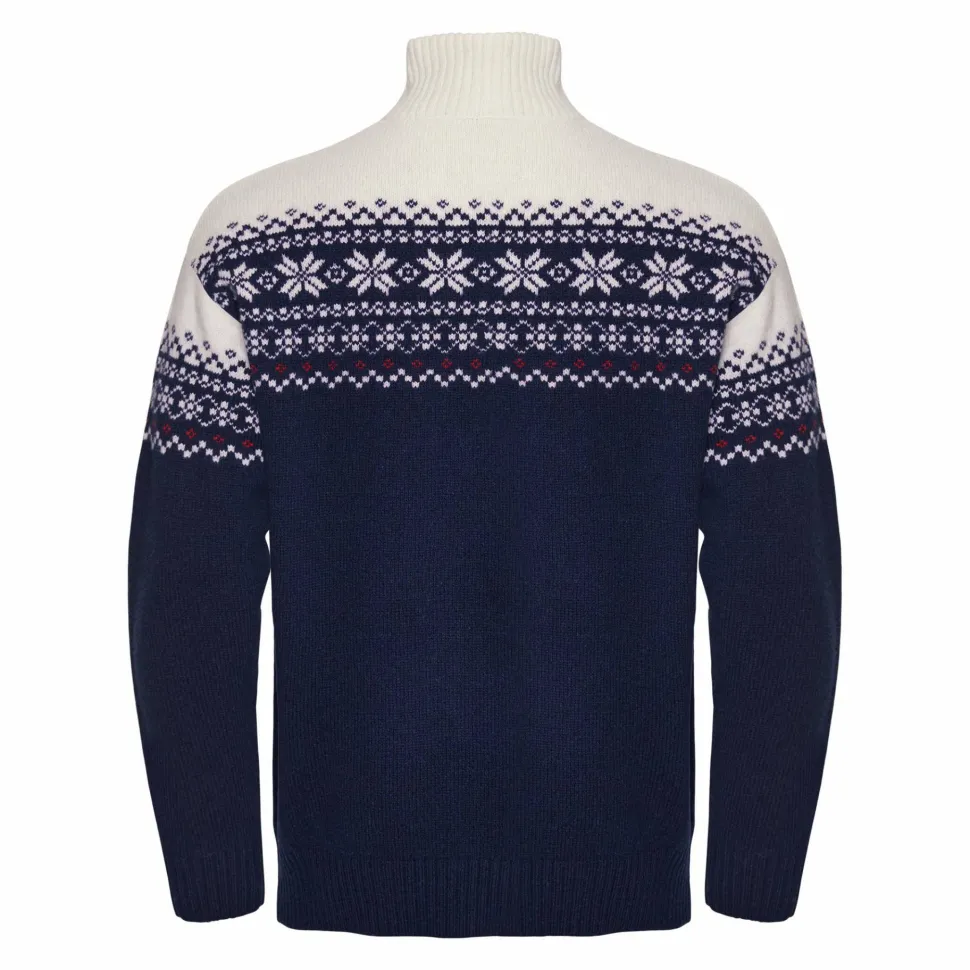 Gridarmor Men's Snøkrystall Half Zip Ullgenser Dark Navy/White/Red