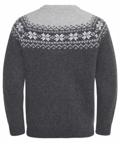 Gridarmor Men's Snøkrystall Round Neck Ullgenser Dark Grey/Light Grey/White