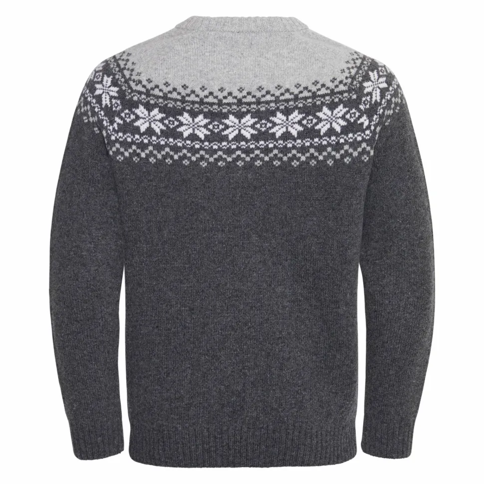 Gridarmor Men's Snøkrystall Round Neck Ullgenser Dark Grey/Light Grey/White