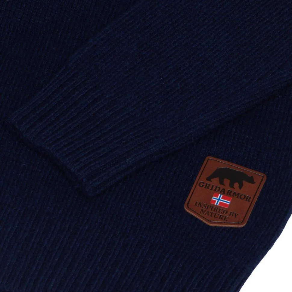 Gridarmor Men's Snøkrystall Round Neck Ullgenser Dark Navy/Light Grey/White