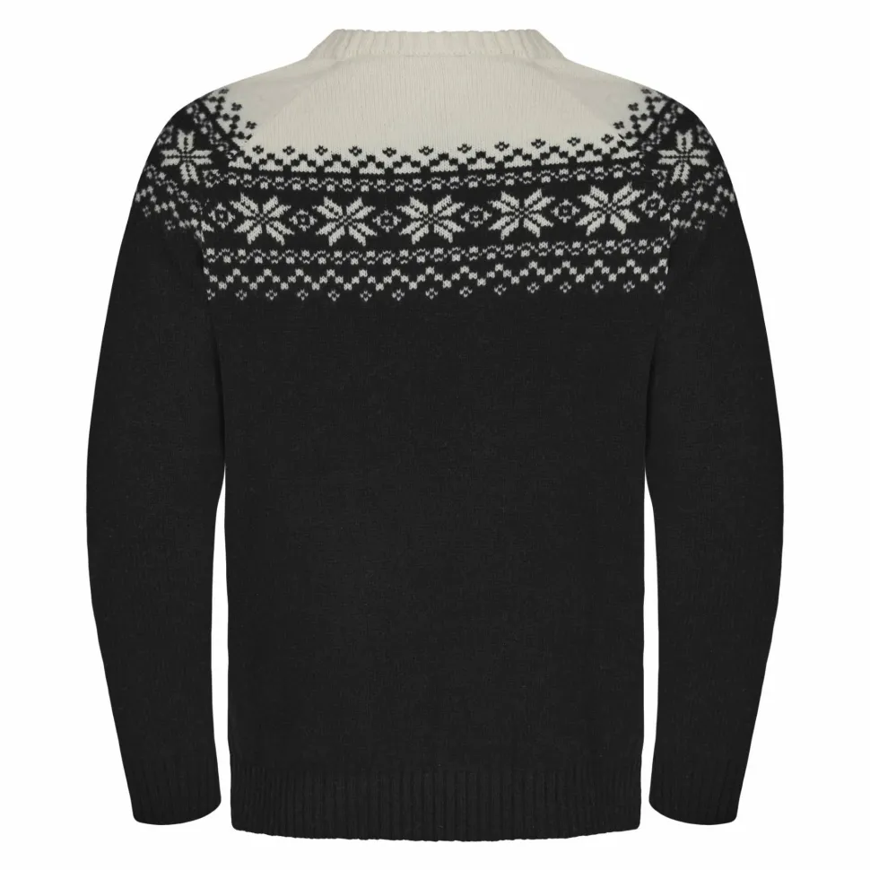 Gridarmor Men's Snøkrystall Round Neck Ullgenser Black/White