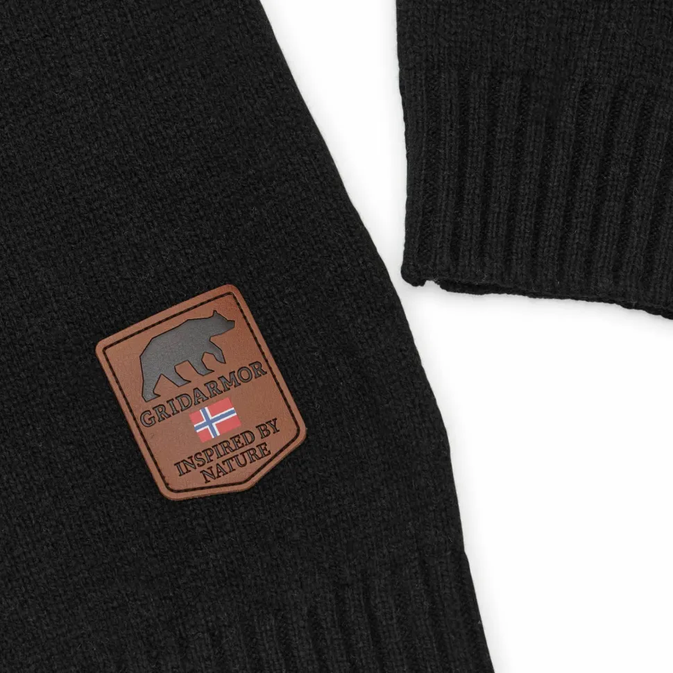 Gridarmor Men's Snøkrystall Round Neck Ullgenser Black/White