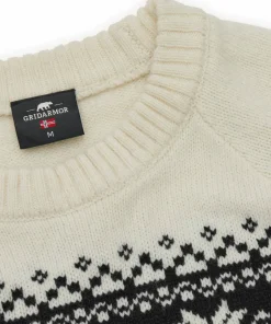 Gridarmor Men's Snøkrystall Round Neck Ullgenser Black/White