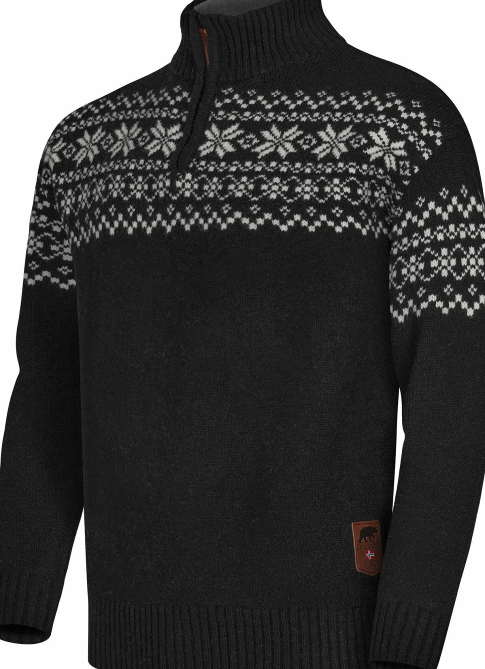 Gridarmor Men's Snøkrystall Half Zip Ullgenser Black/White