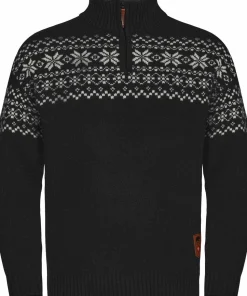 Gridarmor Men's Snøkrystall Half Zip Ullgenser Black/White