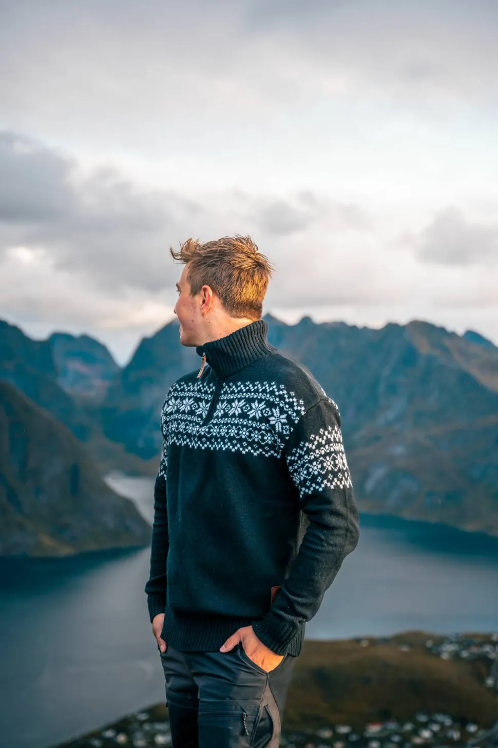 Gridarmor Men's Snøkrystall Half Zip Ullgenser Black/White