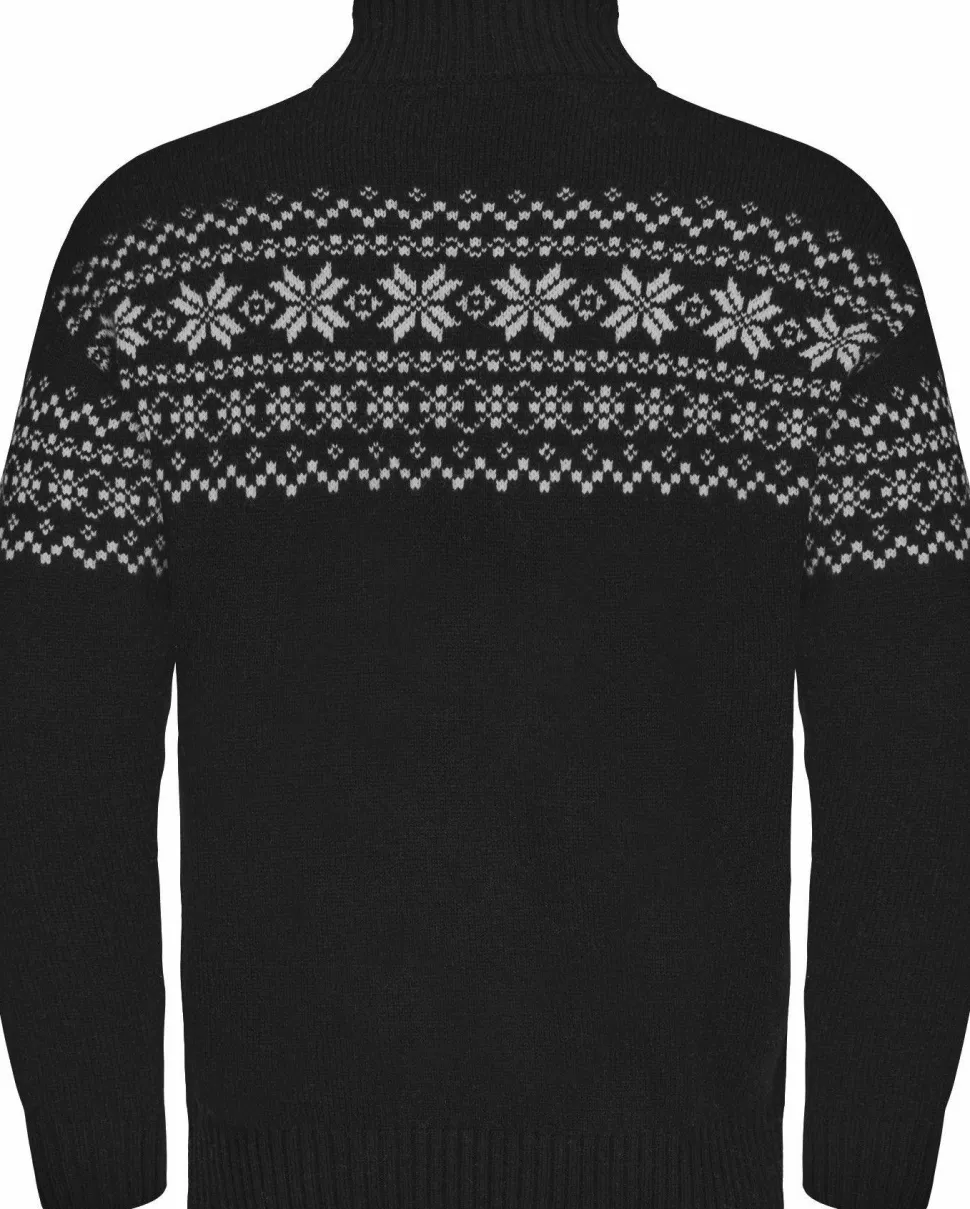 Gridarmor Men's Snøkrystall Half Zip Ullgenser Black/White