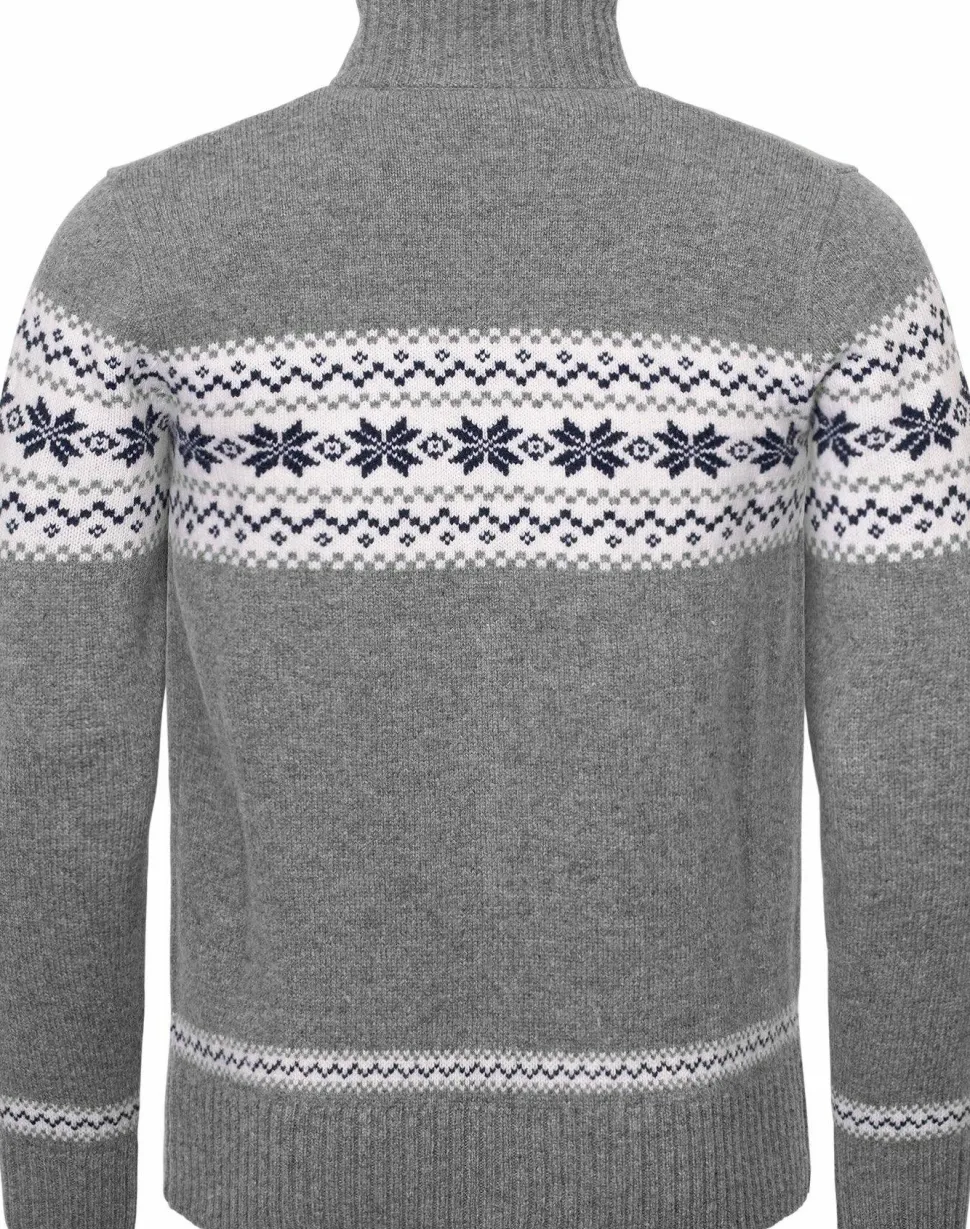 Gridarmor Men's Snøstjerne Full Zip Ullgenser Mid Grey Melange