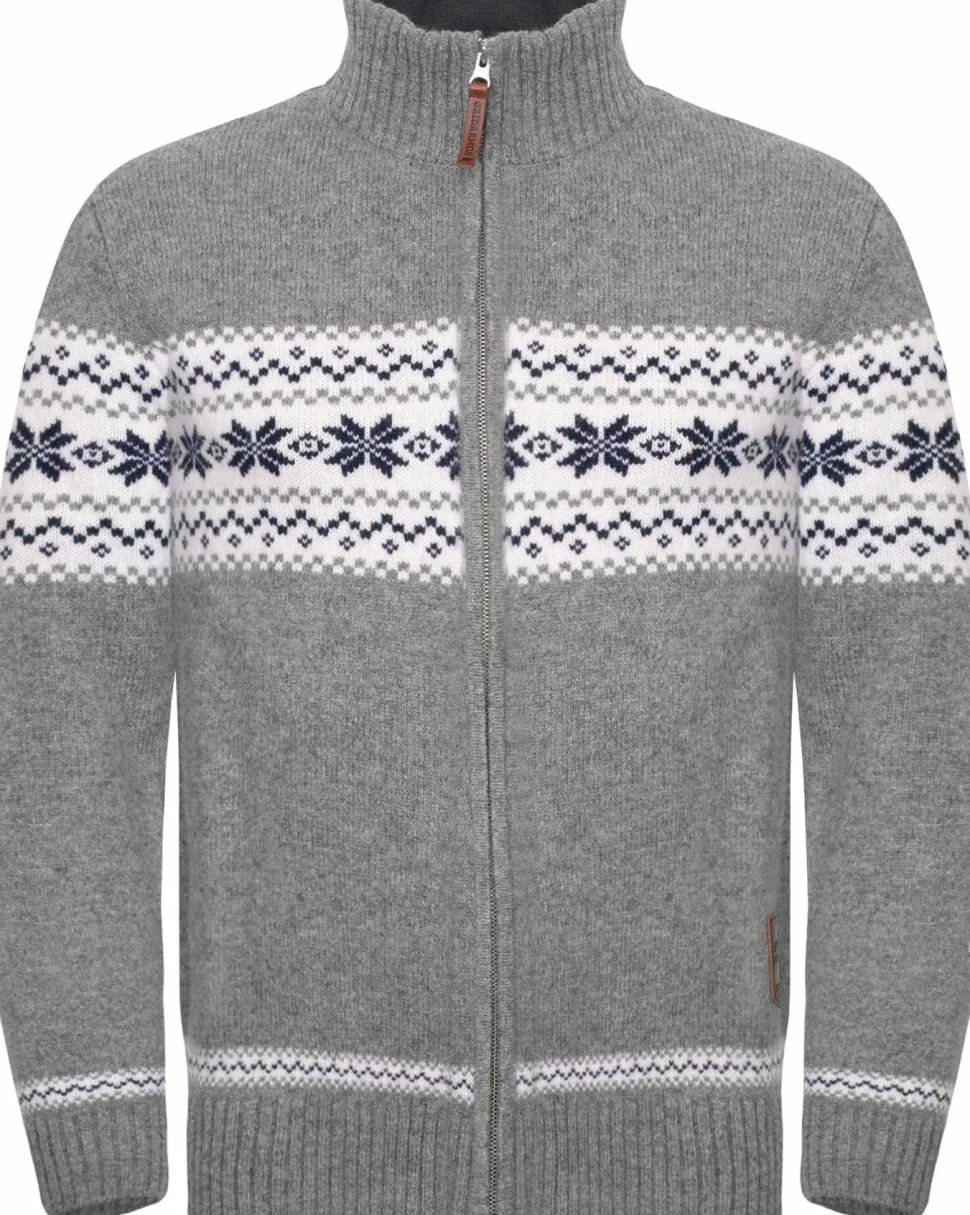 Gridarmor Men's Snøstjerne Full Zip Ullgenser Mid Grey Melange