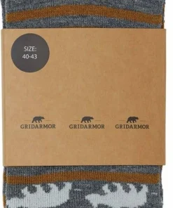 Gridarmor Striped Bear Merino Socks Grey/Beige/White