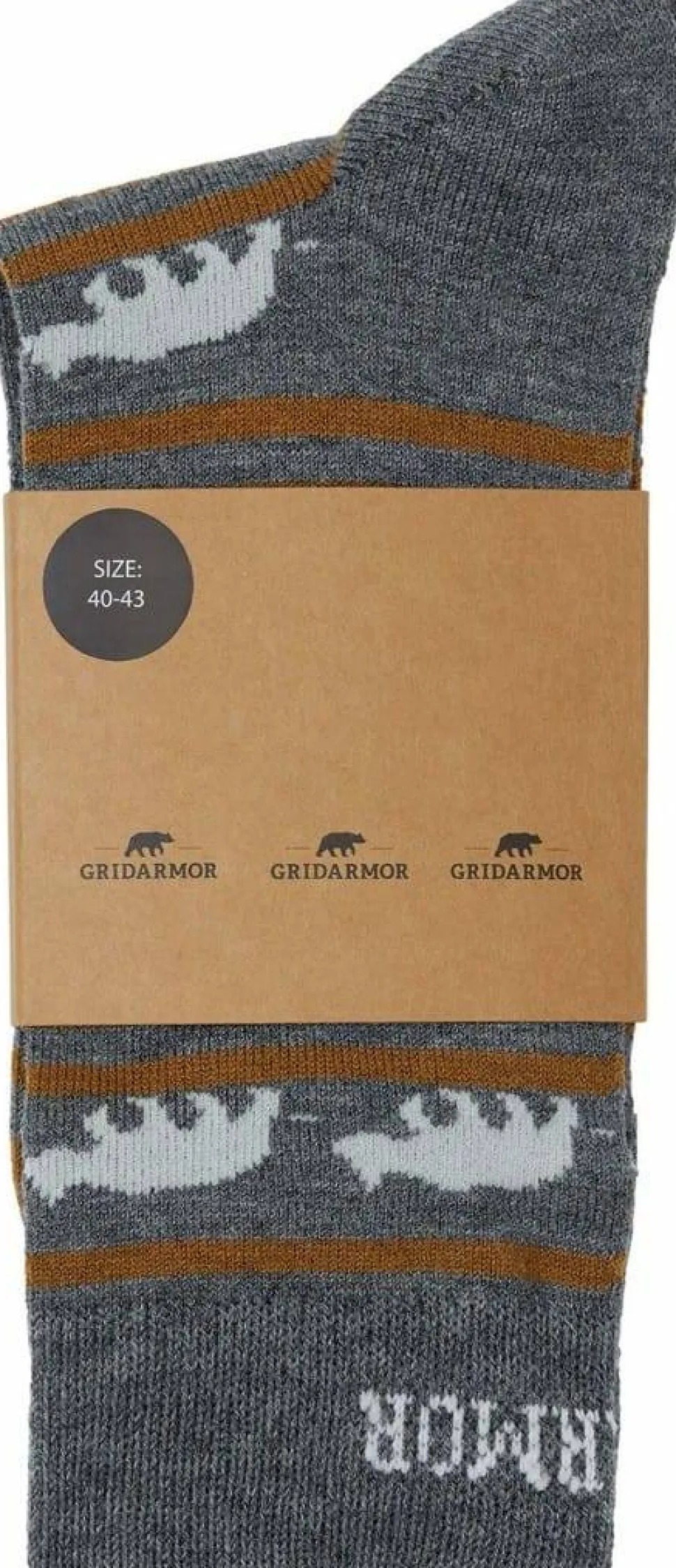 Gridarmor Striped Bear Merino Socks Grey/Beige/White