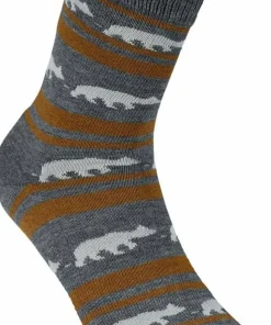 Gridarmor Striped Bear Merino Socks Grey/Beige/White