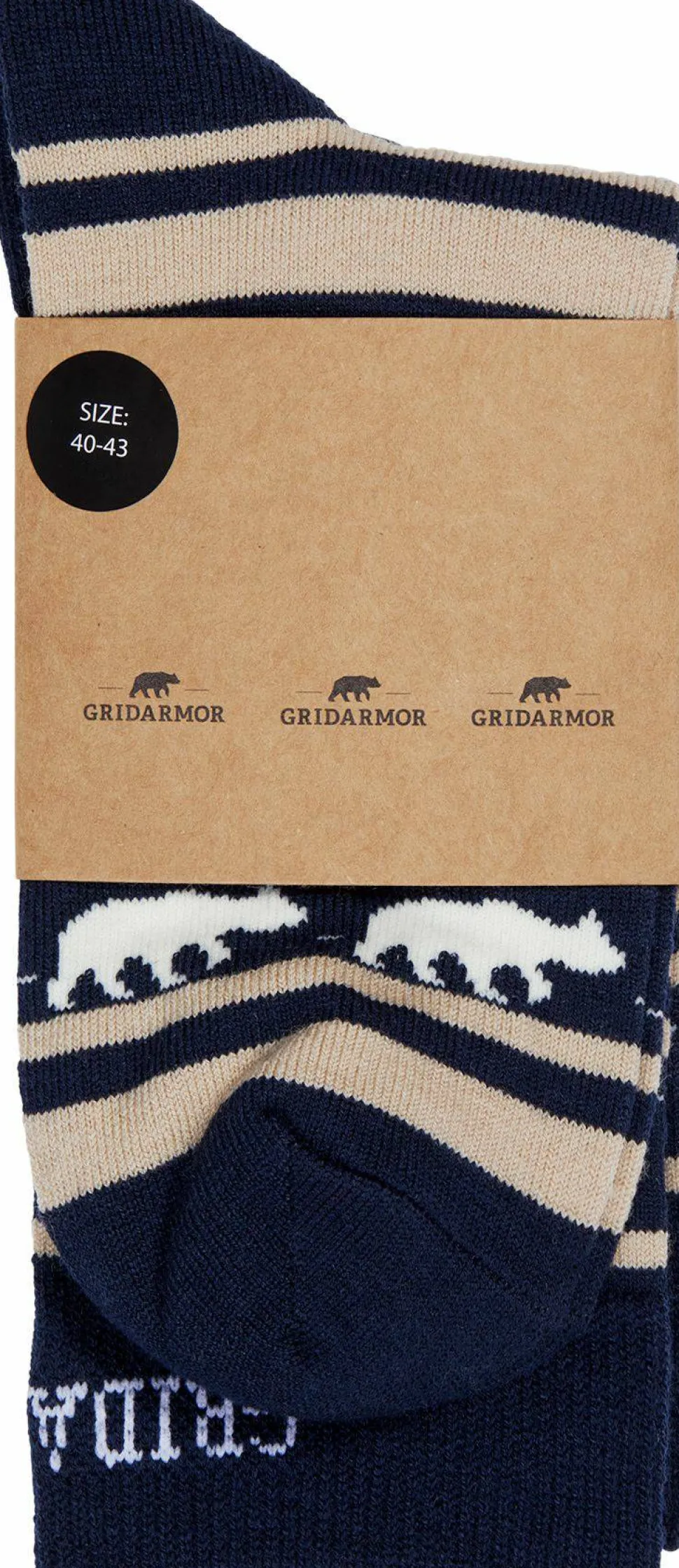 Gridarmor Striped Bear Merino Socks Navy Blazer