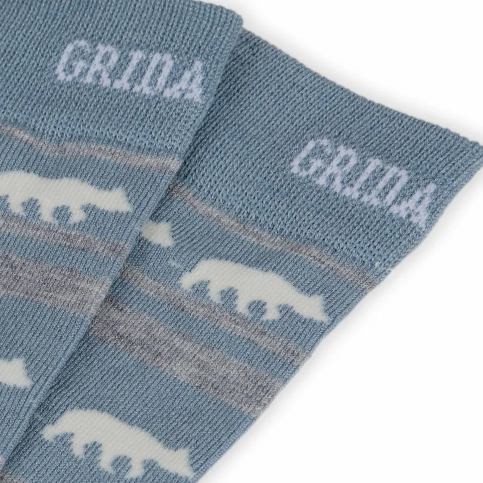 Gridarmor Striped Bear Merino Socks Blue Shadow