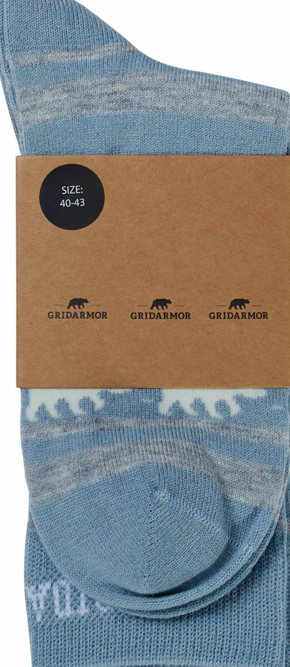 Gridarmor Striped Bear Merino Socks Blue Shadow