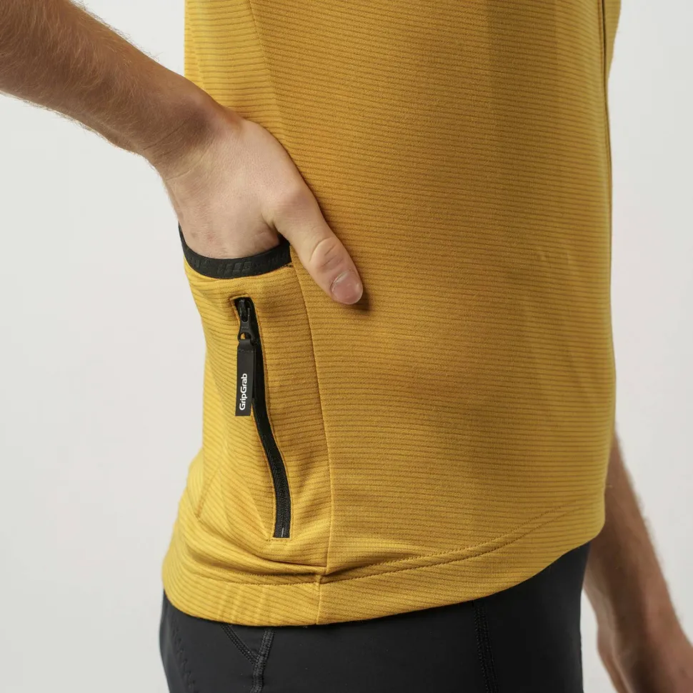 Gripgrab Men's GripGrab EXPLR Merinotech Short Sleeve Jersey Mustard Yellow