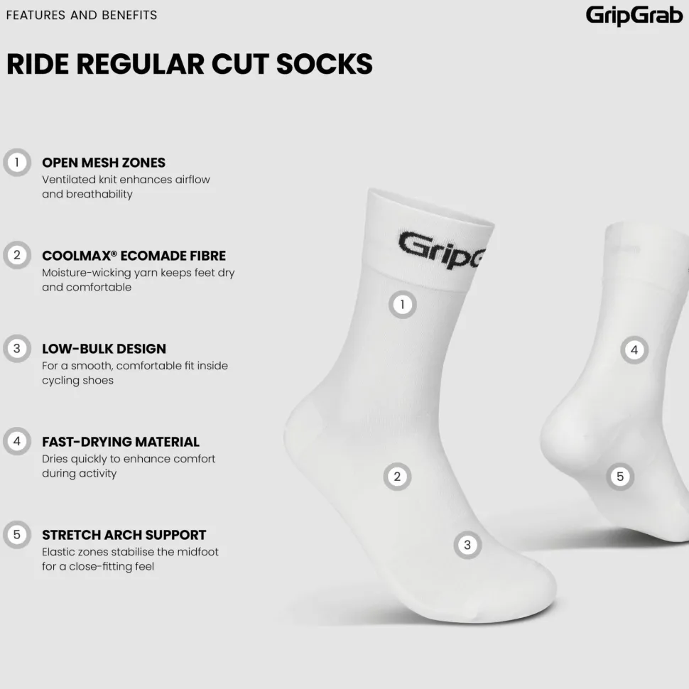 Gripgrab RIDE Regular Cut Socks White