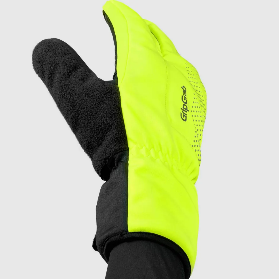 Gripgrab Ride Windproof Deep Winter Lobster Gloves Yellow Hi-Vis