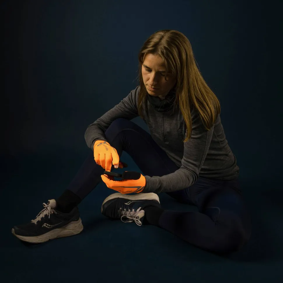 Gripgrab Running Expert Hi-Vis Touchscreen Winter Gloves Orange Hi-Vis