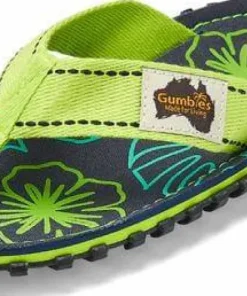 Gumbies Unisex Islander Lime Hibiscus