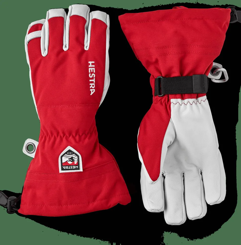 Hestra Army Leather Heli Ski 5-finger Red